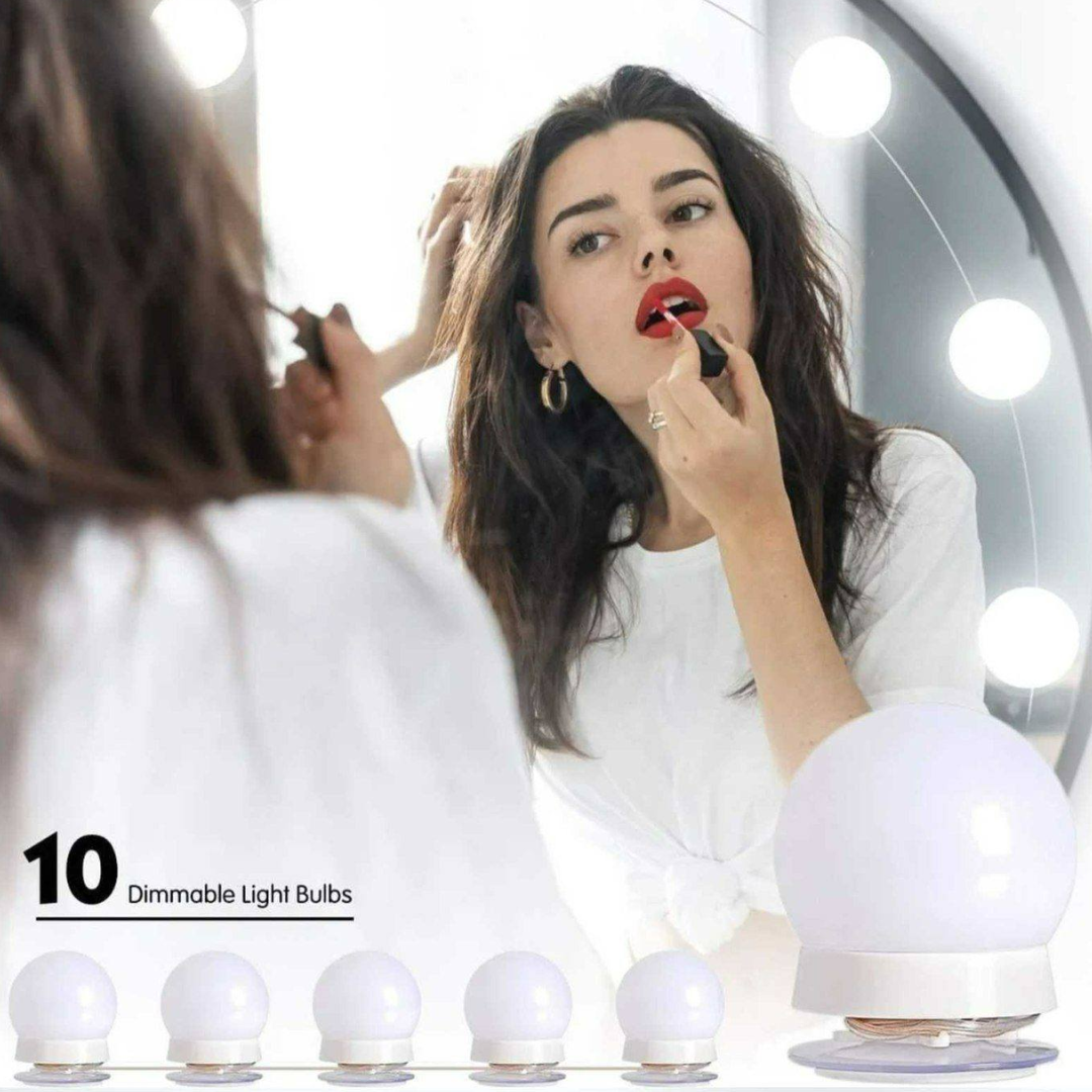 Luz de Tocador Profesional - Kit de 10 Bombillas LED Regulables para Espejos
