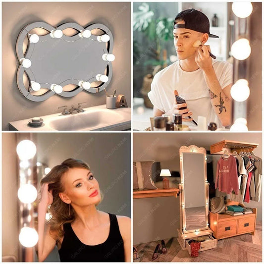 Luz de Tocador Profesional  - Kit de 10 Bombillas LED Regulables para Espejos