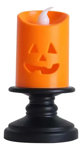 Pack 3 Luz Halloween Con Forma De Vela/Calabaza.