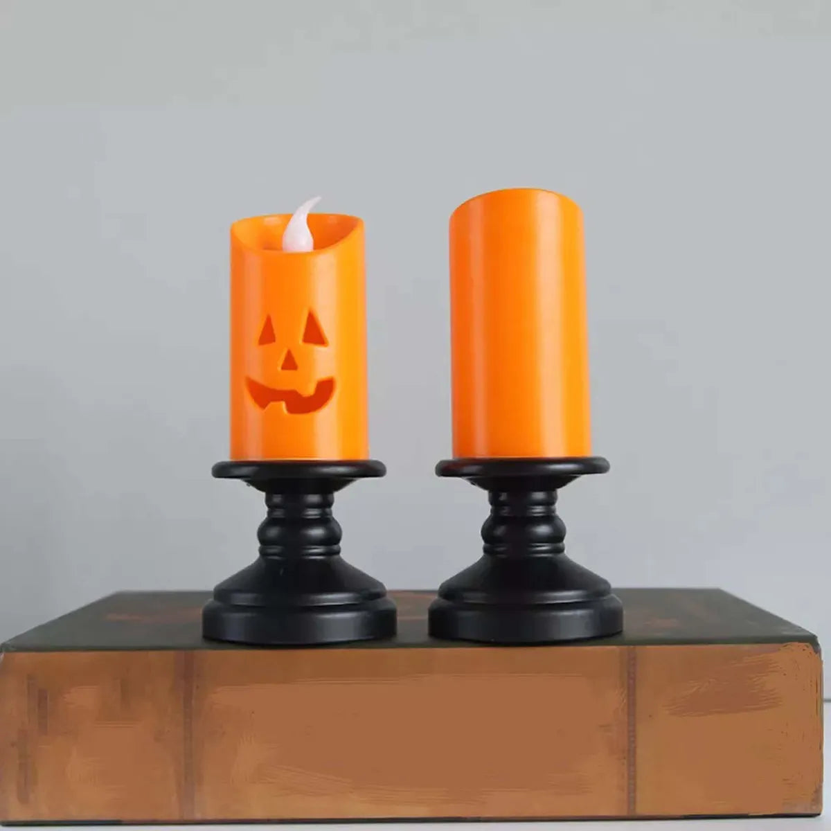 Pack 3 Luz Halloween Con Forma De Vela/Calabaza.